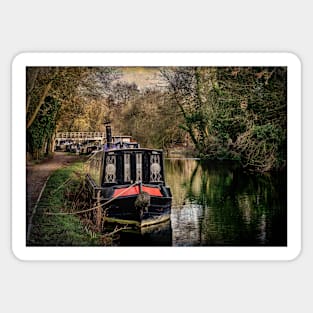 Moored Narrowboats At Newbury Sticker